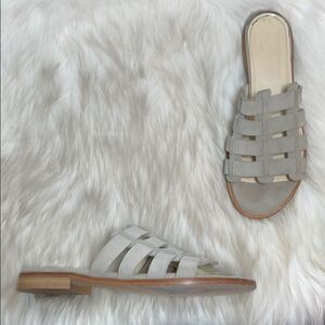 Napoleoni Tan  SuedeWoven Cage Slides Sz 38/8